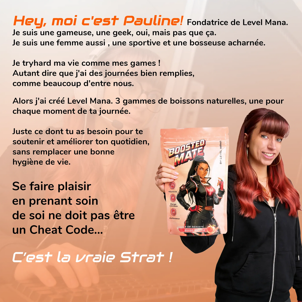 Présentation du fondateur de Level Mana pour la boisson Boosted Maté pêche. 