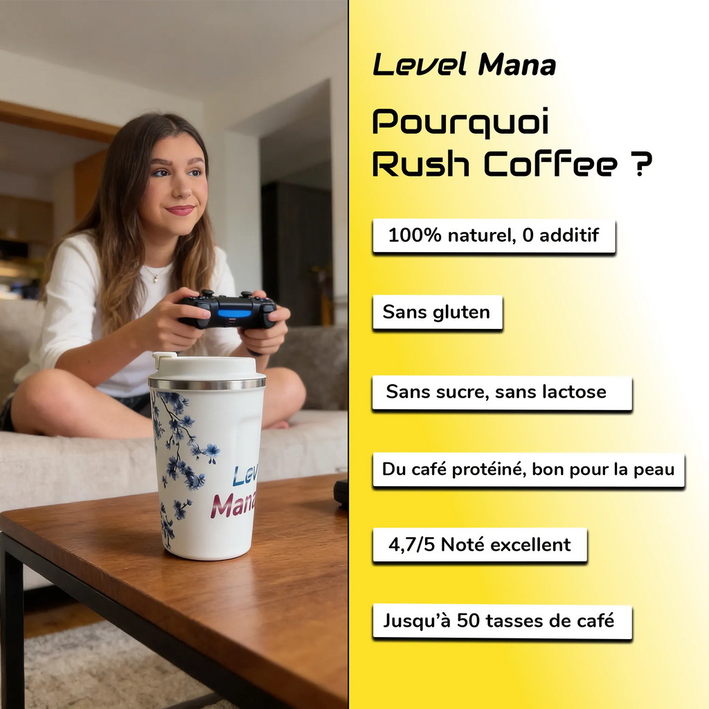 Pourquoi adopter la boisson Rush Coffee goût café de chez Level Mana ?
